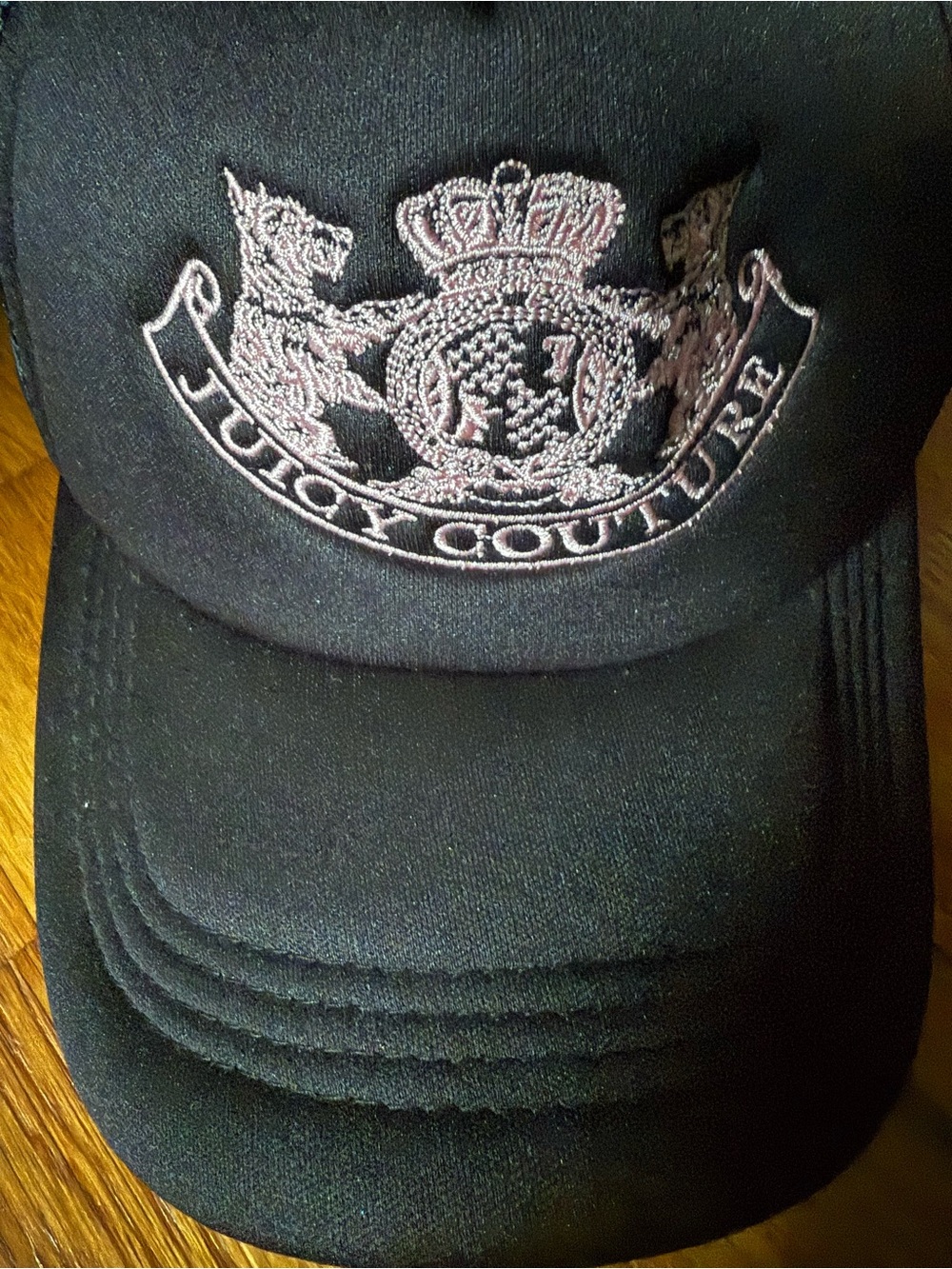 New Juicy  Couture Pink Tag Black Mesh Baseball Trucker Adjustable Hat
